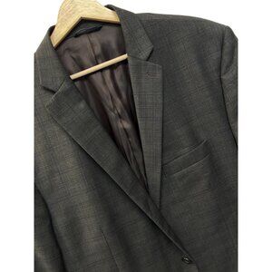 RALPH Ralph Lauren Gray and Navy Plaid 100% Wool Blazer